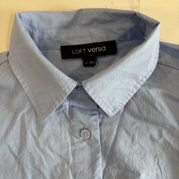 LOFT versa Light Blue Cotton Button Down Shirt Size XS - Picture 9 of 9